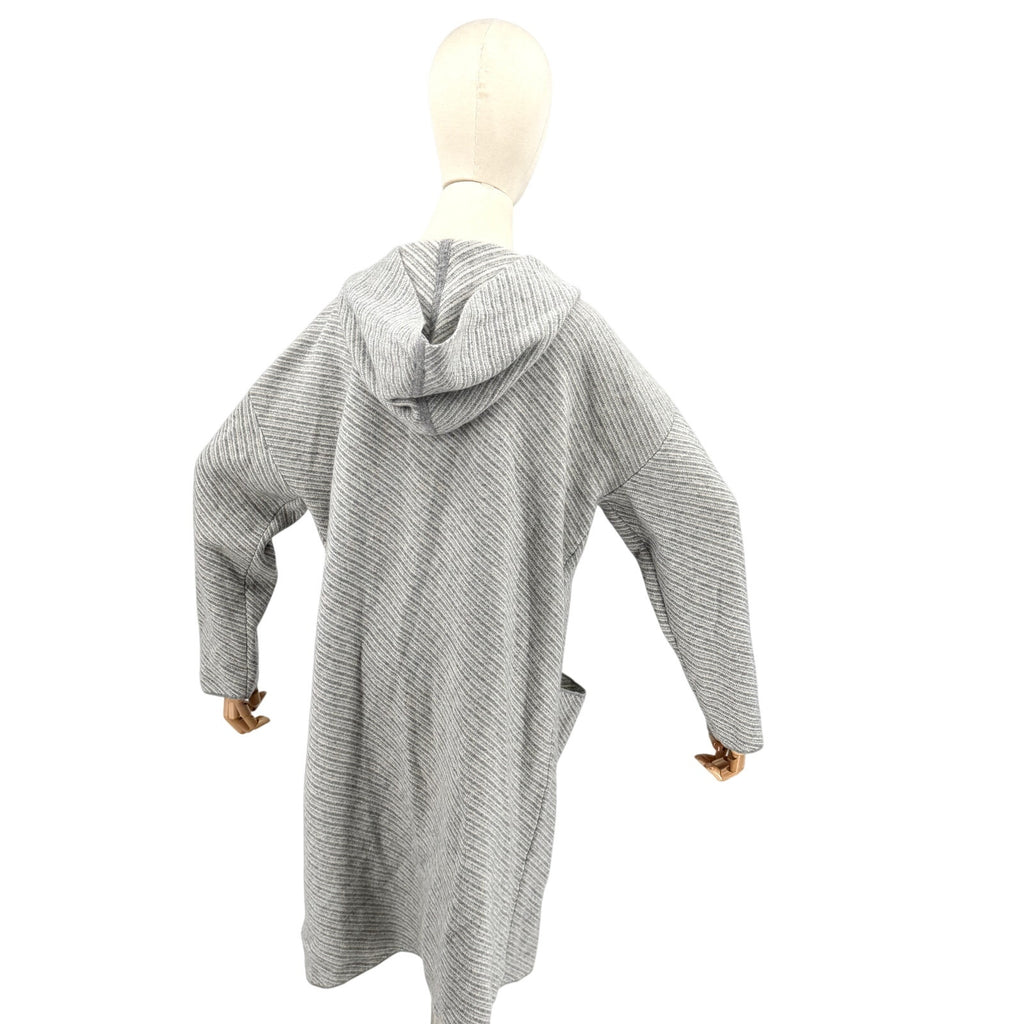 Tahari Gray Striped 100% Cashmere Hooded Cardigan Sweater