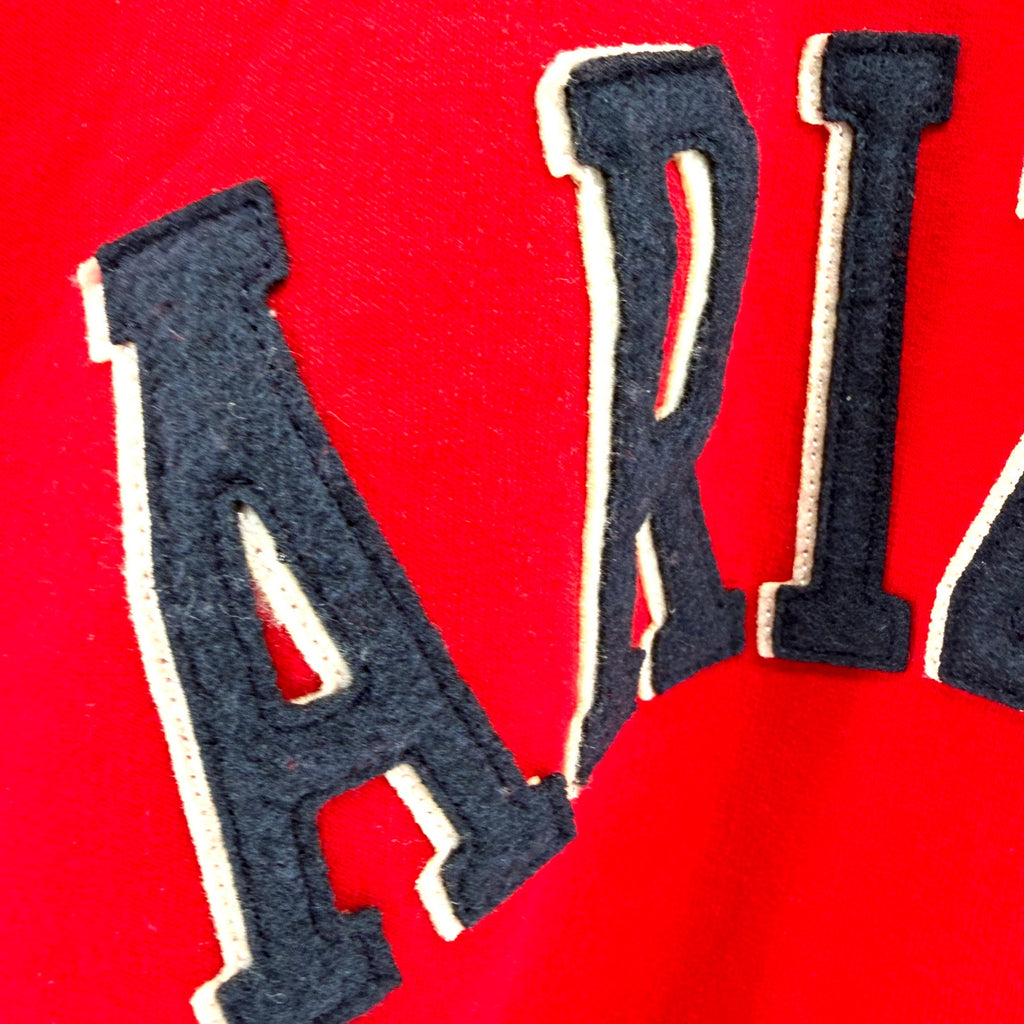 Gildan Red Varsity Collegiate Arizona Custom Raw Edge Cut Off Muscle Sweatshirt