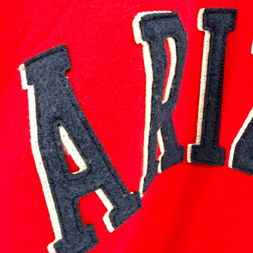 Gildan Red Varsity Collegiate Arizona Custom Raw Edge Cut Off Muscle Sweatshirt