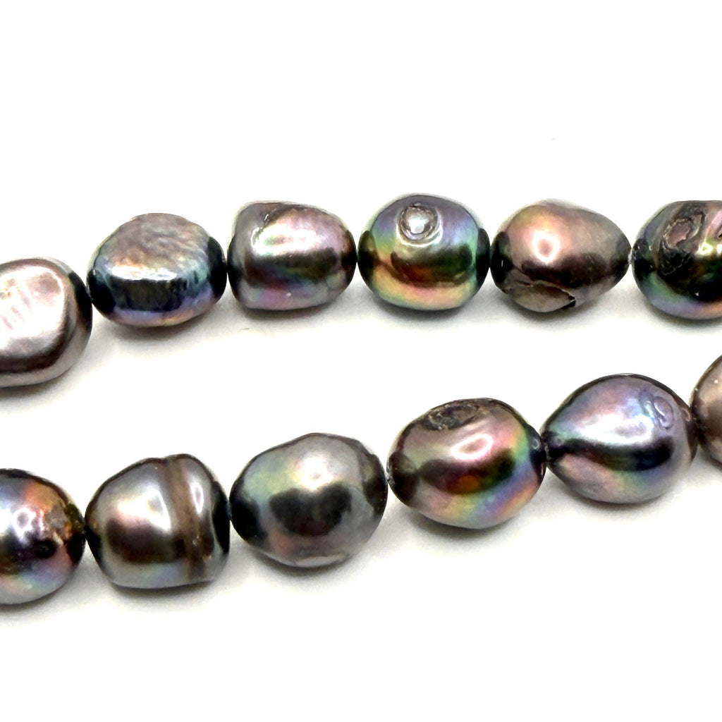 Vintage Y2K Peacock Pearl Blue Topaz Sterling Silver Double Strand Necklace