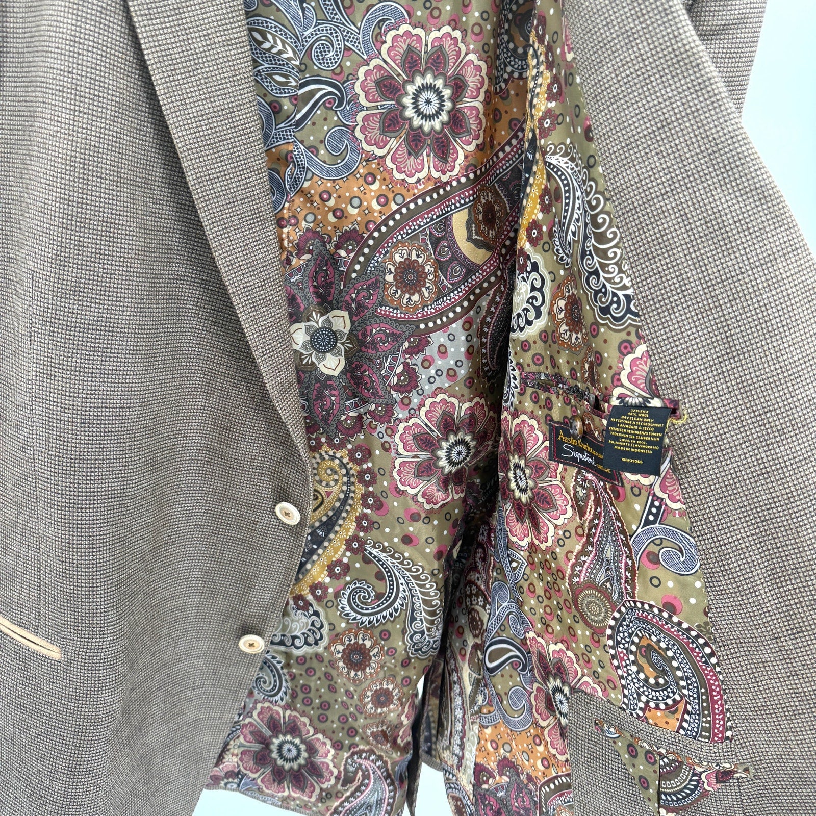 Vintage Y2K Austin Reed Curious Man Brown Silk Wool Blazer