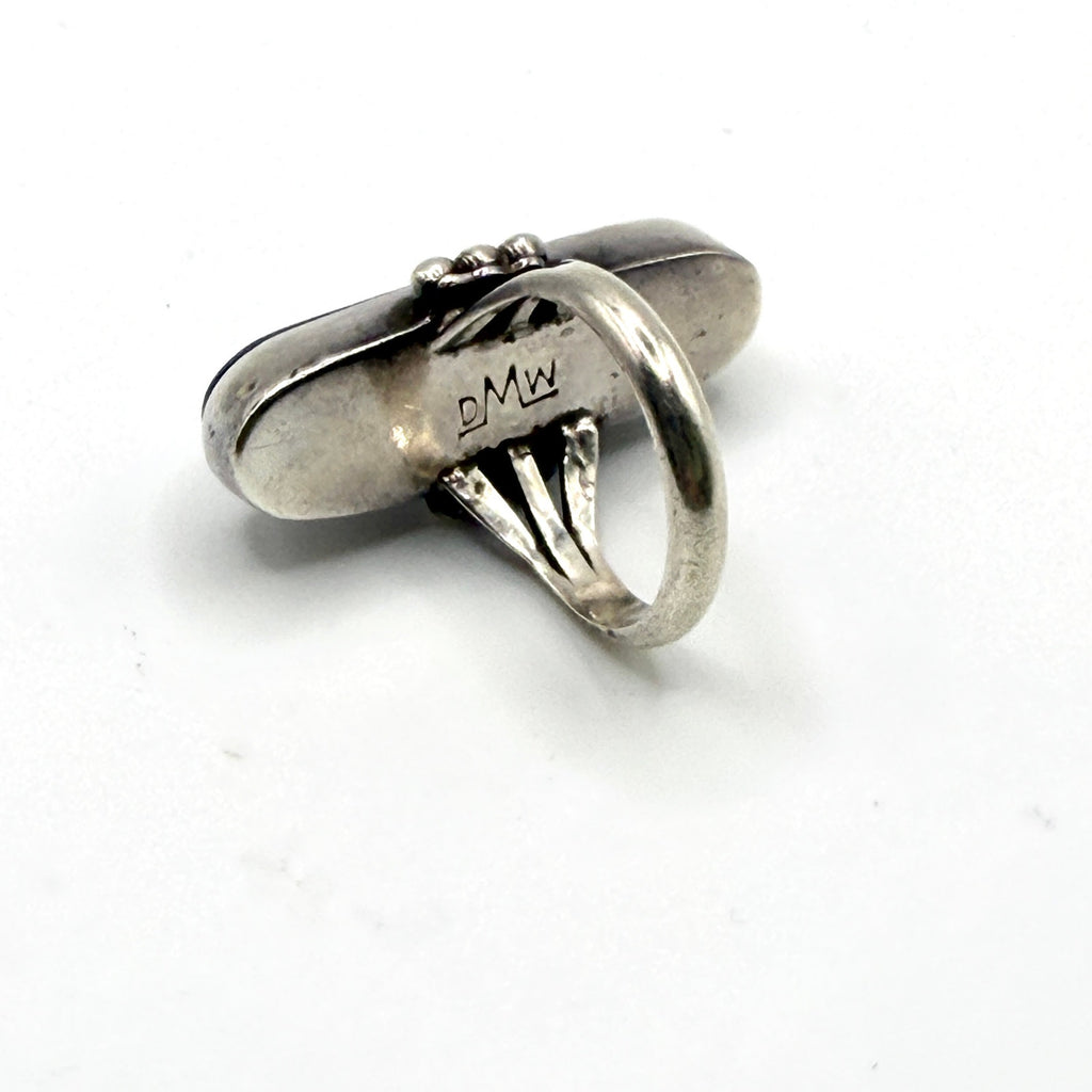 Vintage 90s DMW Sterling Silver Lapis Lazuli Southwestern Split Shank Ring