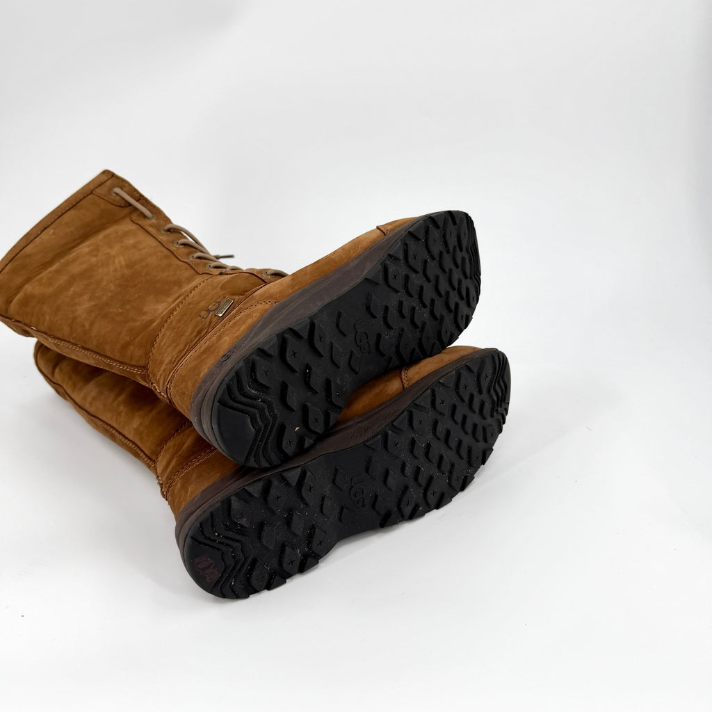 UGG Chestnut Brown Genuine Suede Waterproof Winter Lace Up Boots