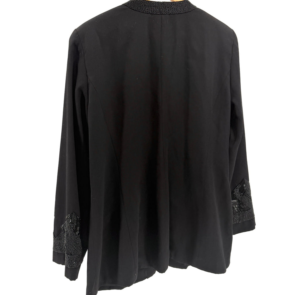 Vintage 80s Chancelle Black Geometric Beaded Evening Avant Garde Blazer Jacket