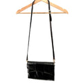 Vintage 80s Black Genuine Snakeskin Gold Hardware Crossbody Clutch