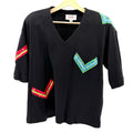 Vintage 80s Ronnette's Black 100% Cotton Rhinestone Jersey Top