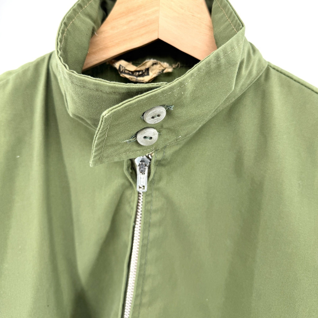 Vintage 70s Olive Green Military Field Zip Jacket