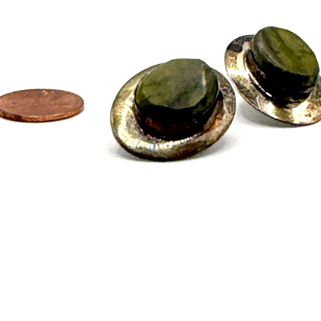 Vintage 80s Sensa Eustace Zuni Artist Signed Sterling Silver Serpentine Studs