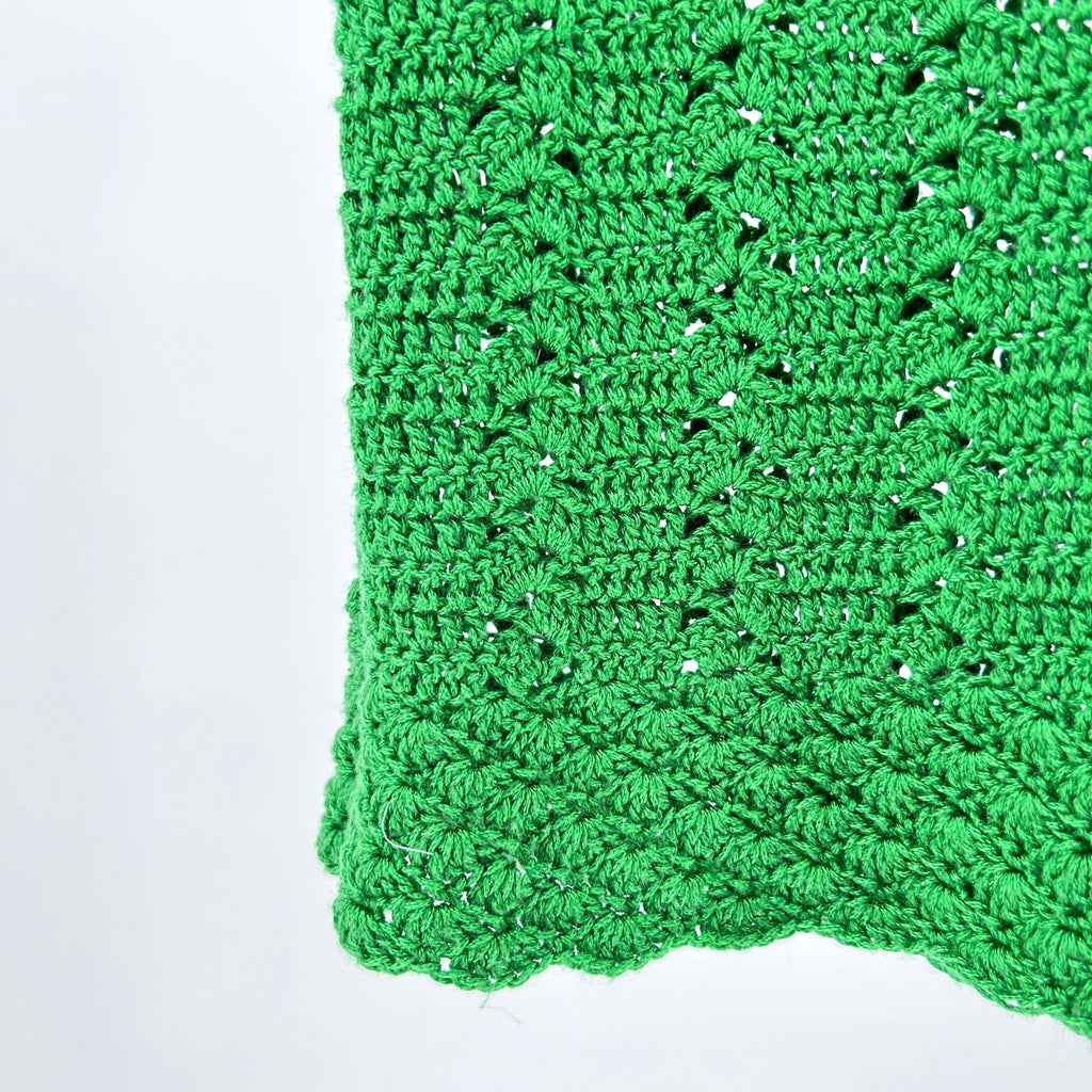 Kelly Green Crochet Open Weave Knit Top