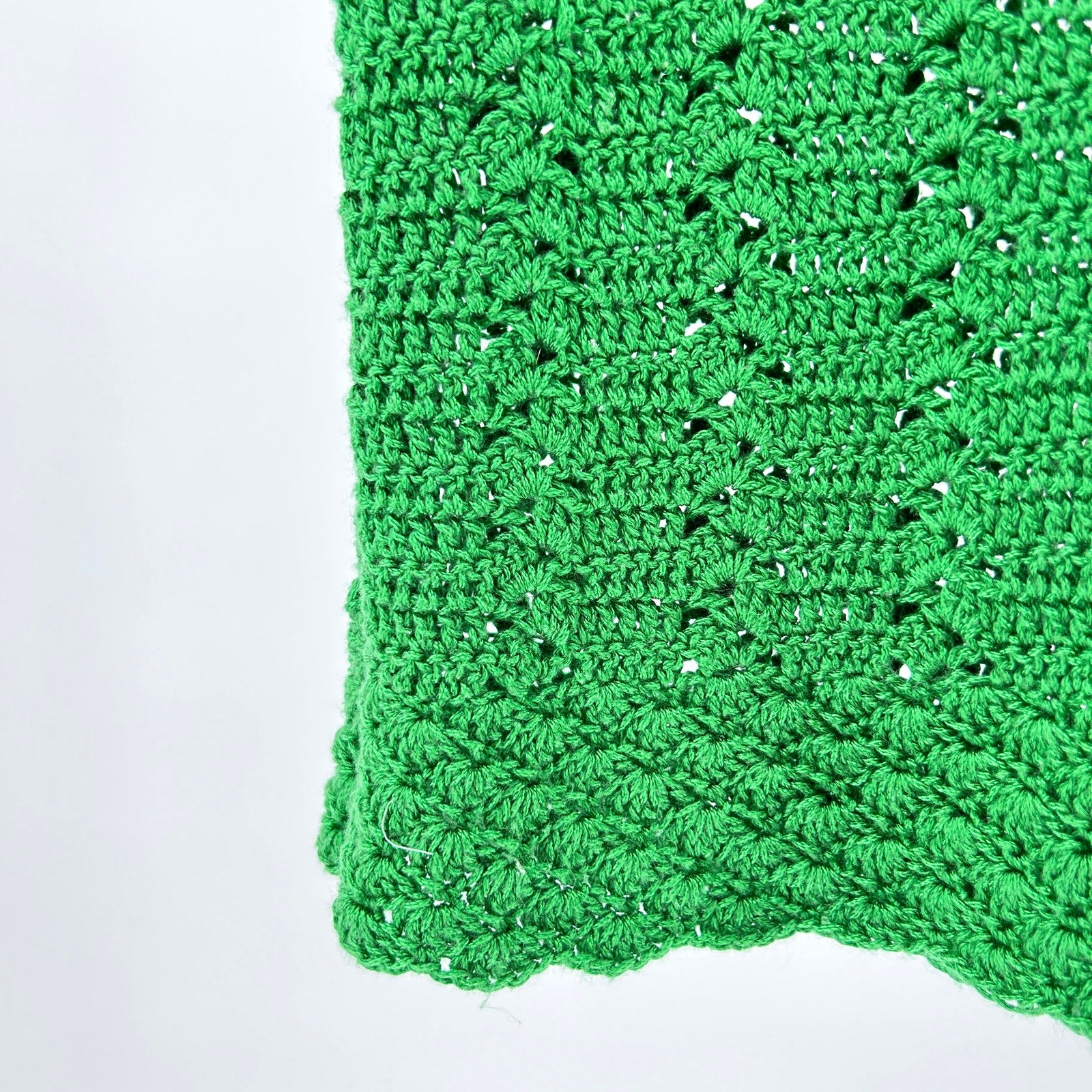 Kelly Green Crochet Open Weave Knit Top