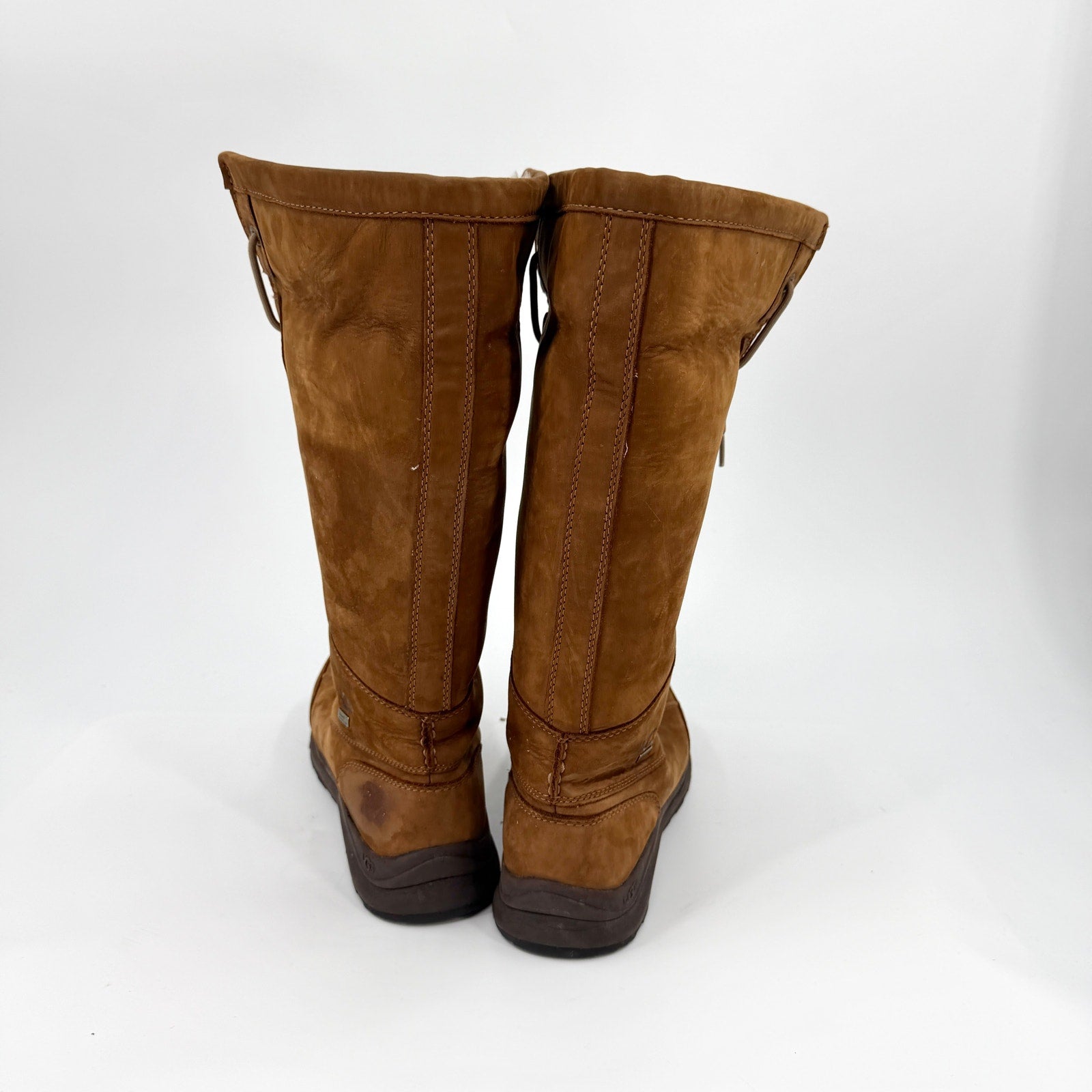 UGG Chestnut Brown Genuine Suede Waterproof Winter Lace Up Boots