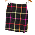 Vintage 90s Mondi Charcoal Wool Neon Plaid Pencil Mini Skirt