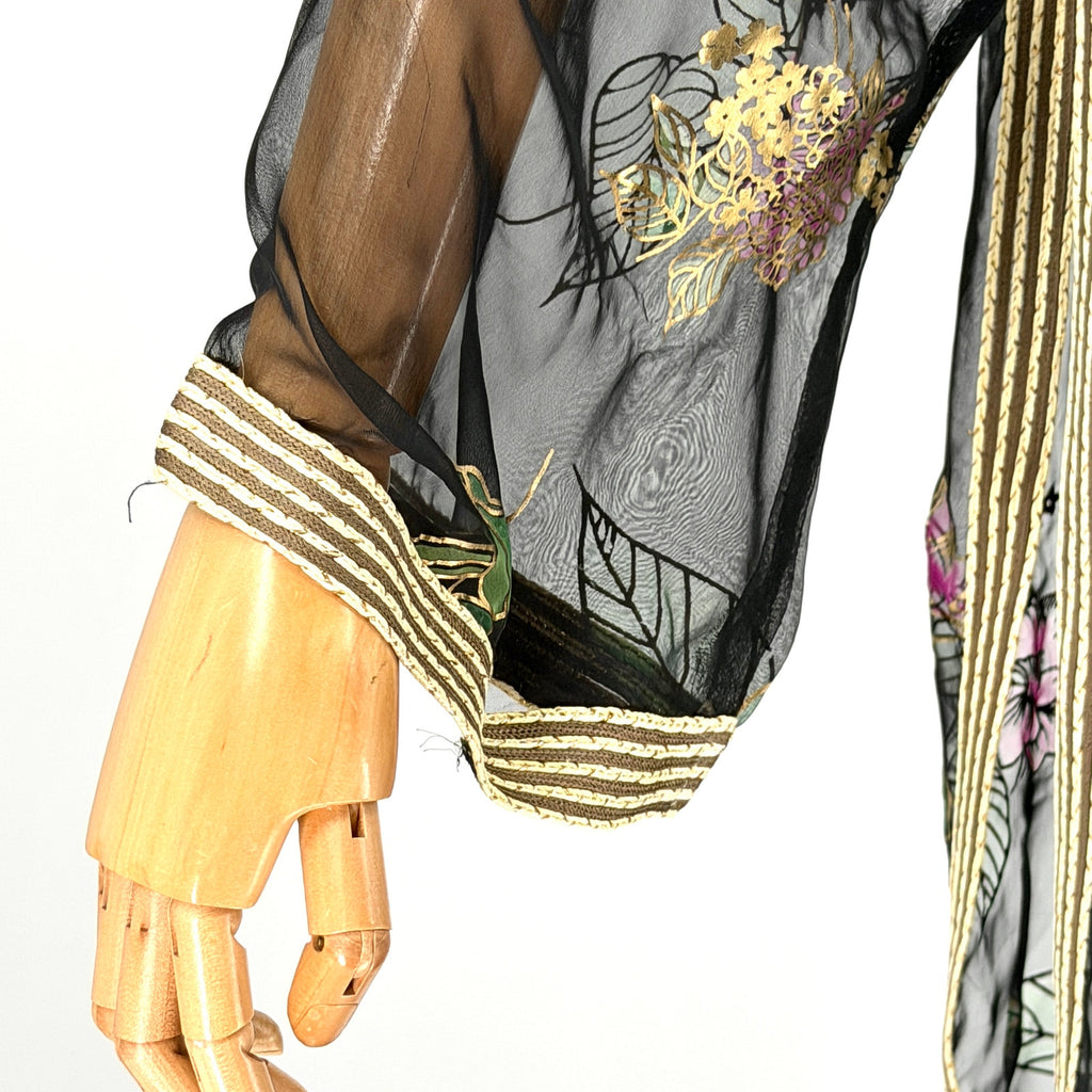 Vintage Handcrafted Emirati Black Gold Jalabiya Tunic and Bisht Duster Set