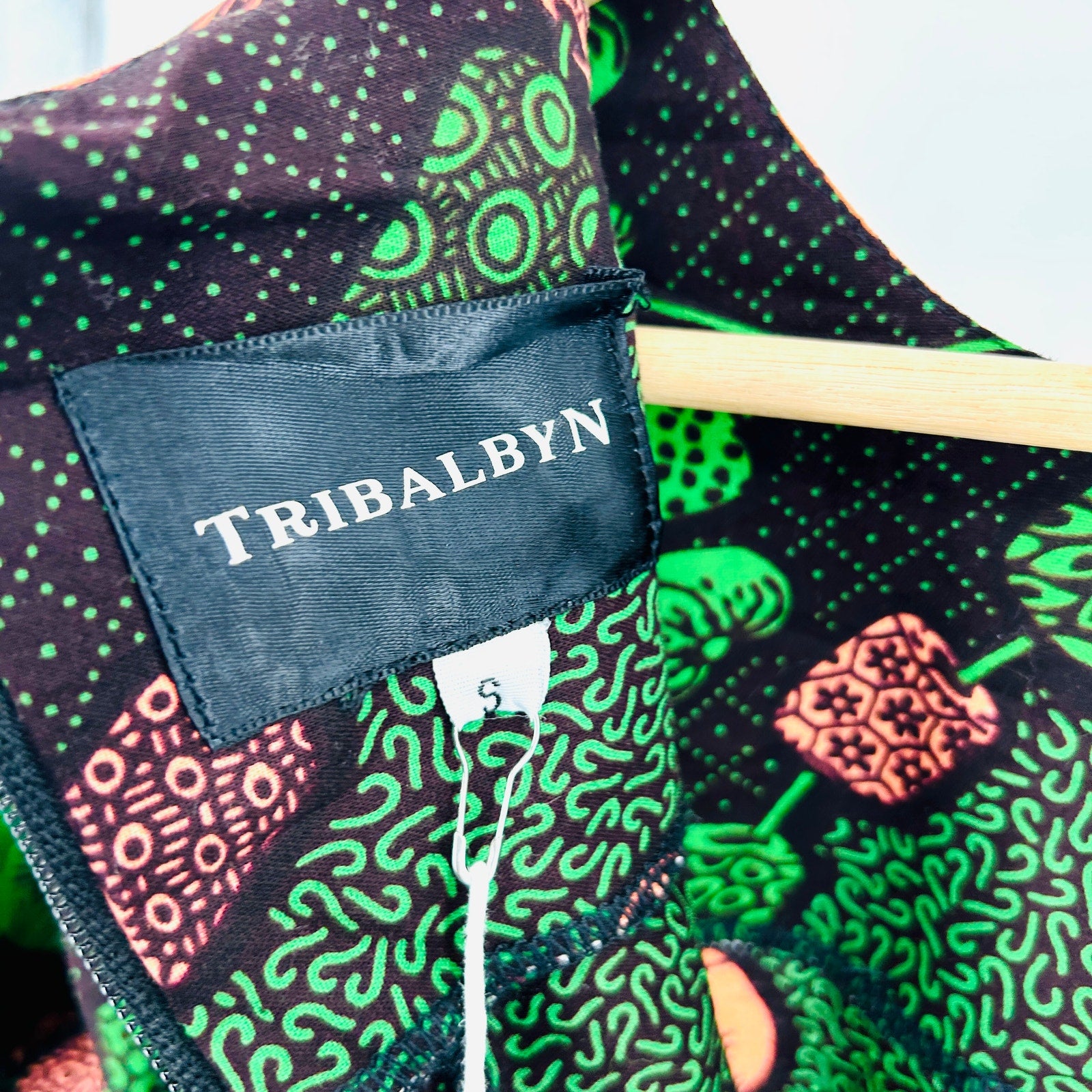 NWT Tribalbyn Green Coral Mushroom Ankara Print Cotton Balloon Sleeve Jumpsuit