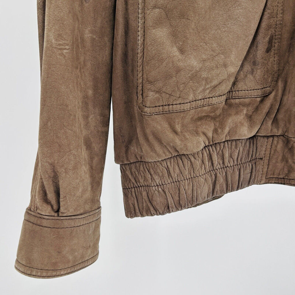 Vintage 90s Compton & Ashley Brown Genuine Suede Leather Bomber Jacket