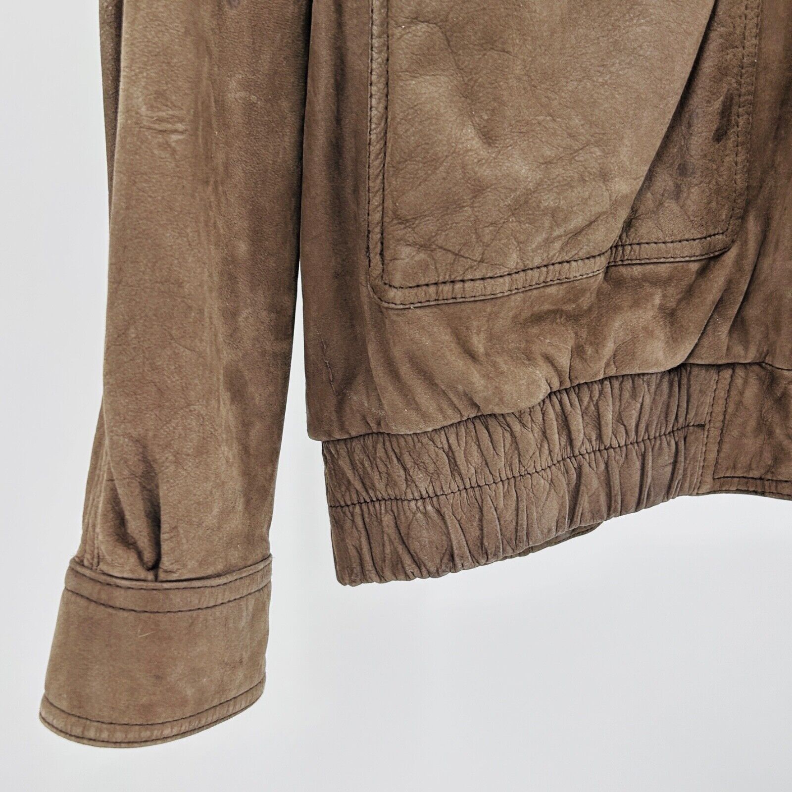 Vintage 90s Compton & Ashley Brown Genuine Suede Leather Bomber Jacket