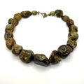 Vintage 90s Olive Brown Andradite Garnet Nugget Sterling Toggle Necklace