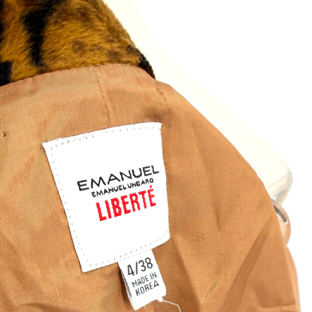 Vintage 90s Emanuel Ungaro Liberte Leopard Print Faux Fur Blazer Jacket