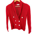 Vintage 80s Smith Kollmar Ltd Red Double Breasted Ribbed Cardigan Sweater