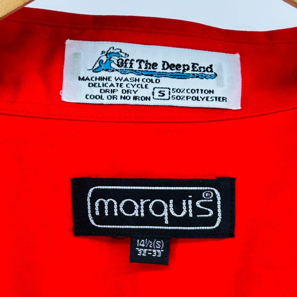 80s Marquis Red Nautical Long Sleeve Button Down Gold Sailing Patch Size S