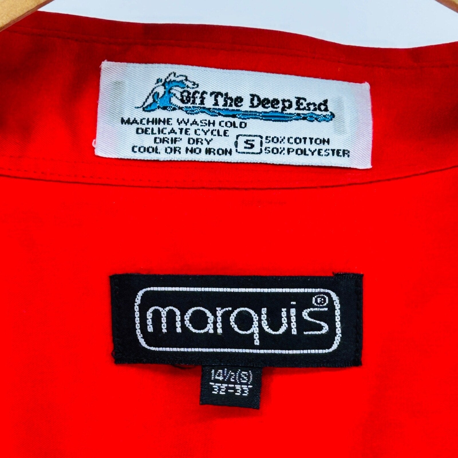 80s Marquis Red Nautical Long Sleeve Button Down Gold Sailing Patch Size S