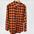 Vintage 70s Furchgott's Florida Orange Navy Plaid Cotton Button Front Shirt