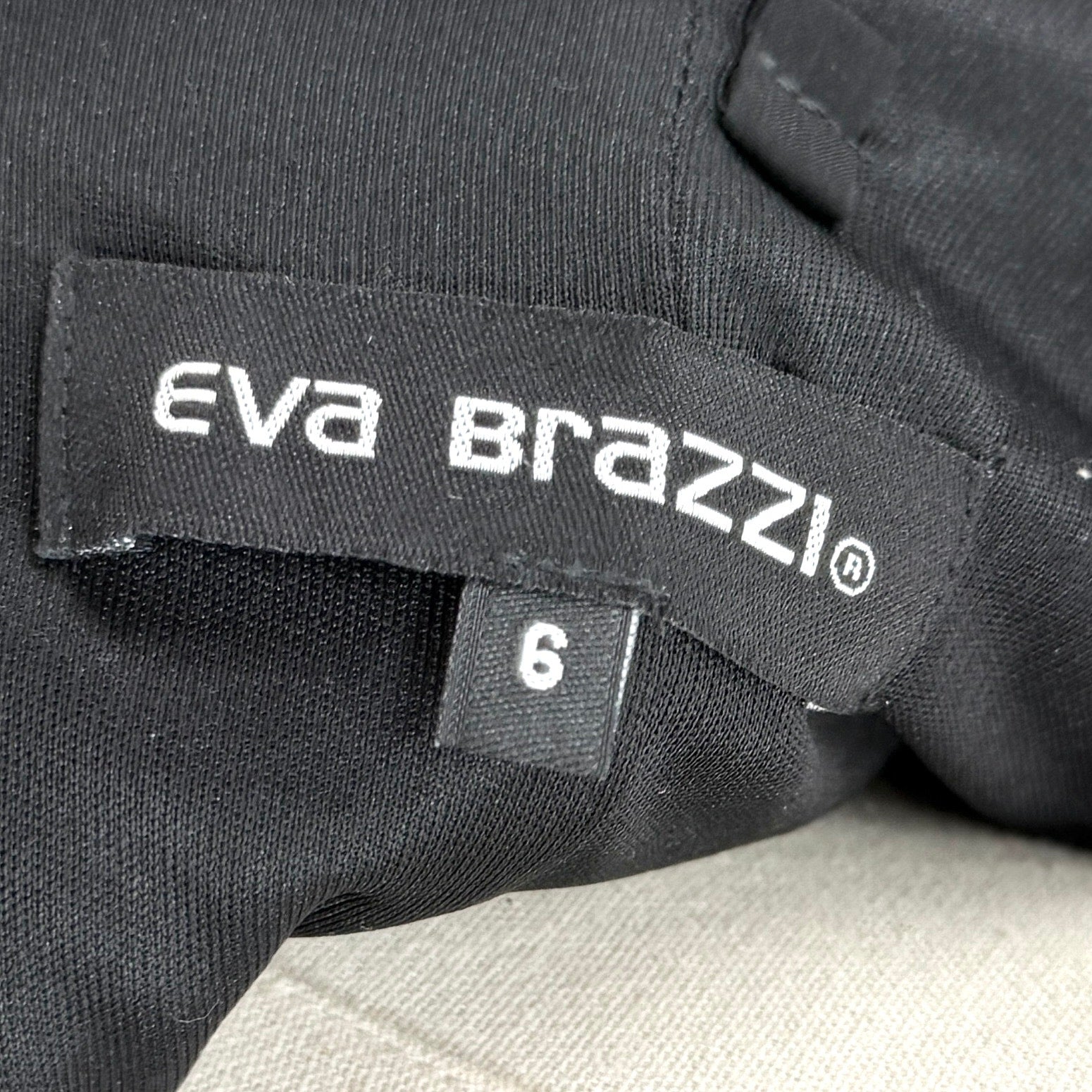 Eva Brazzi Black Strapless Mesh Net High Low Mini Dress