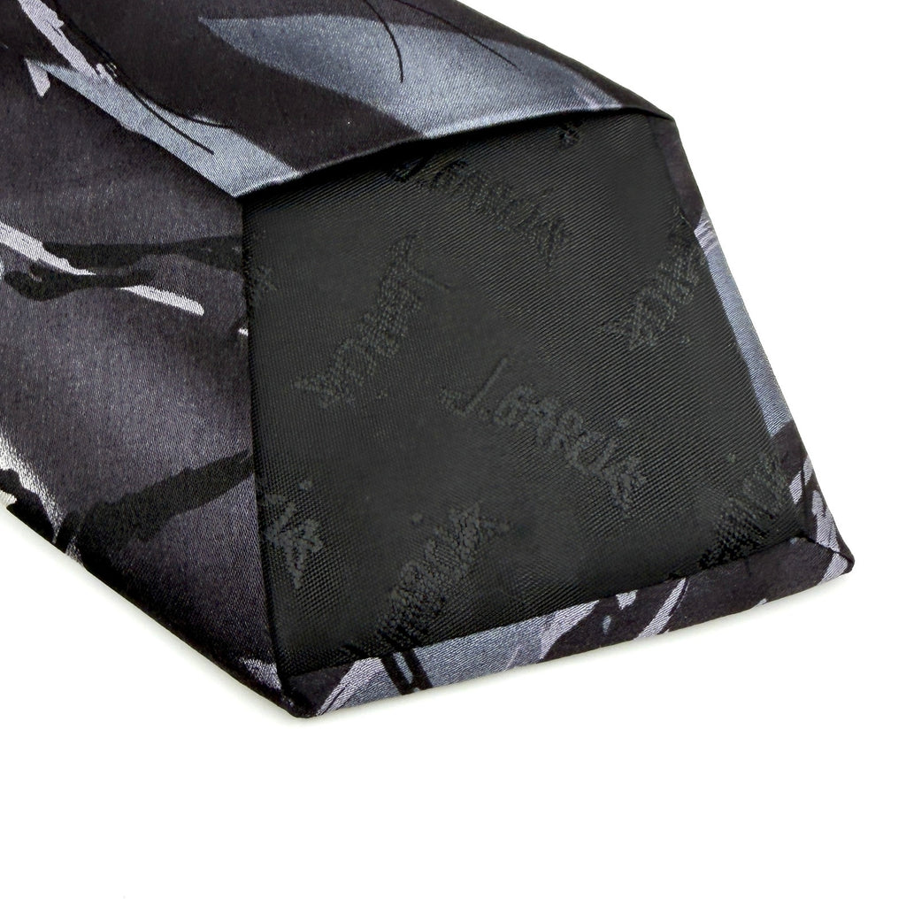 J. Garcia Gray Silk Skeleton Halloween Grateful Dead Necktie
