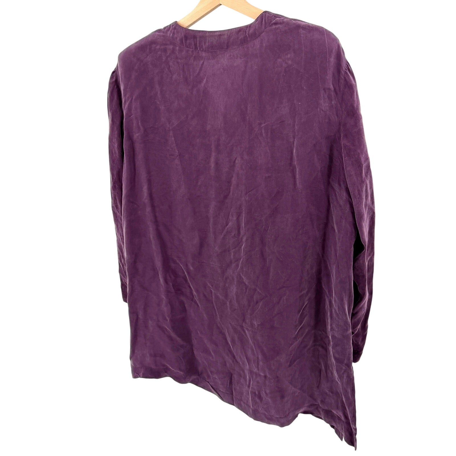 Vintage 90s A.P. Collection Eggplant Mixed Texture Oversized Blouse