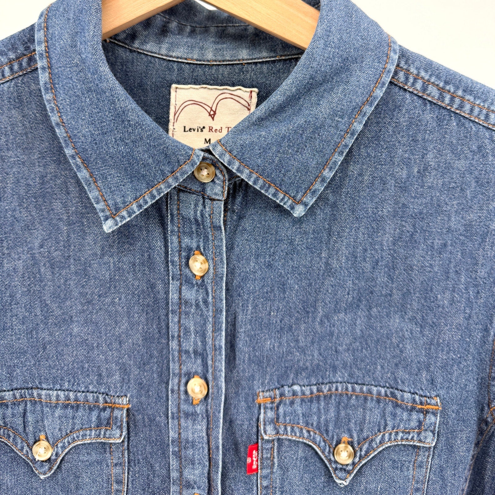 Levi’s Red Tab Blue 100% Cotton Denim Western Long Sleeve Shirt