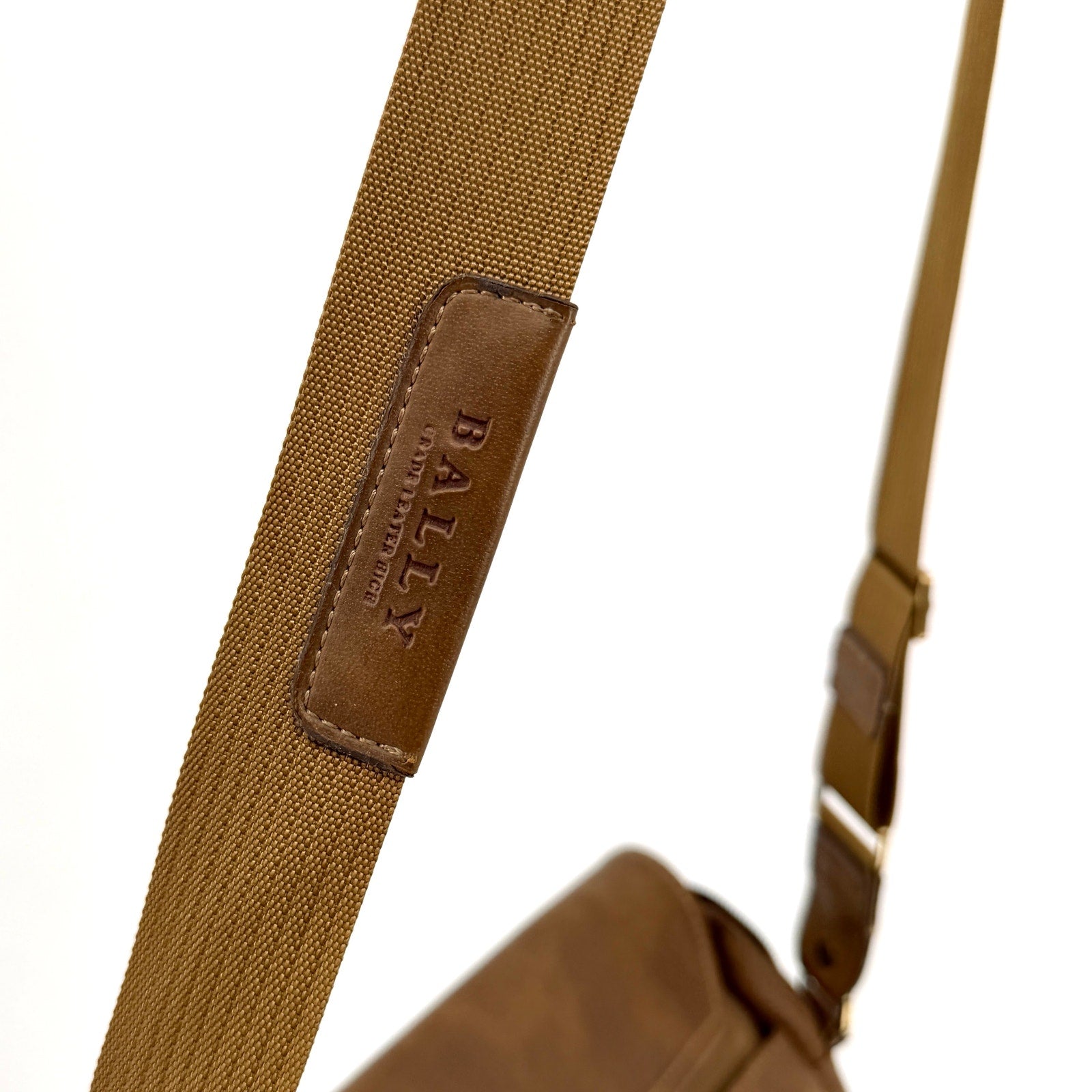 Vintage 90s Bally Tan Grade High Leather Canvas Satchel Briefcase Laptop Bag