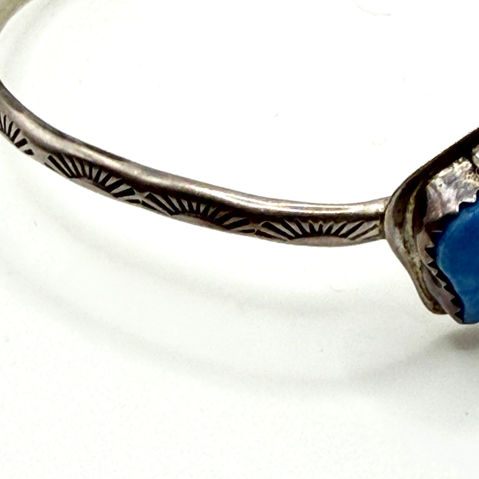 Vintage 90s Silver Cloud Inc Sterling Silver Denim Lapis Buffalo Cuff Bracelet