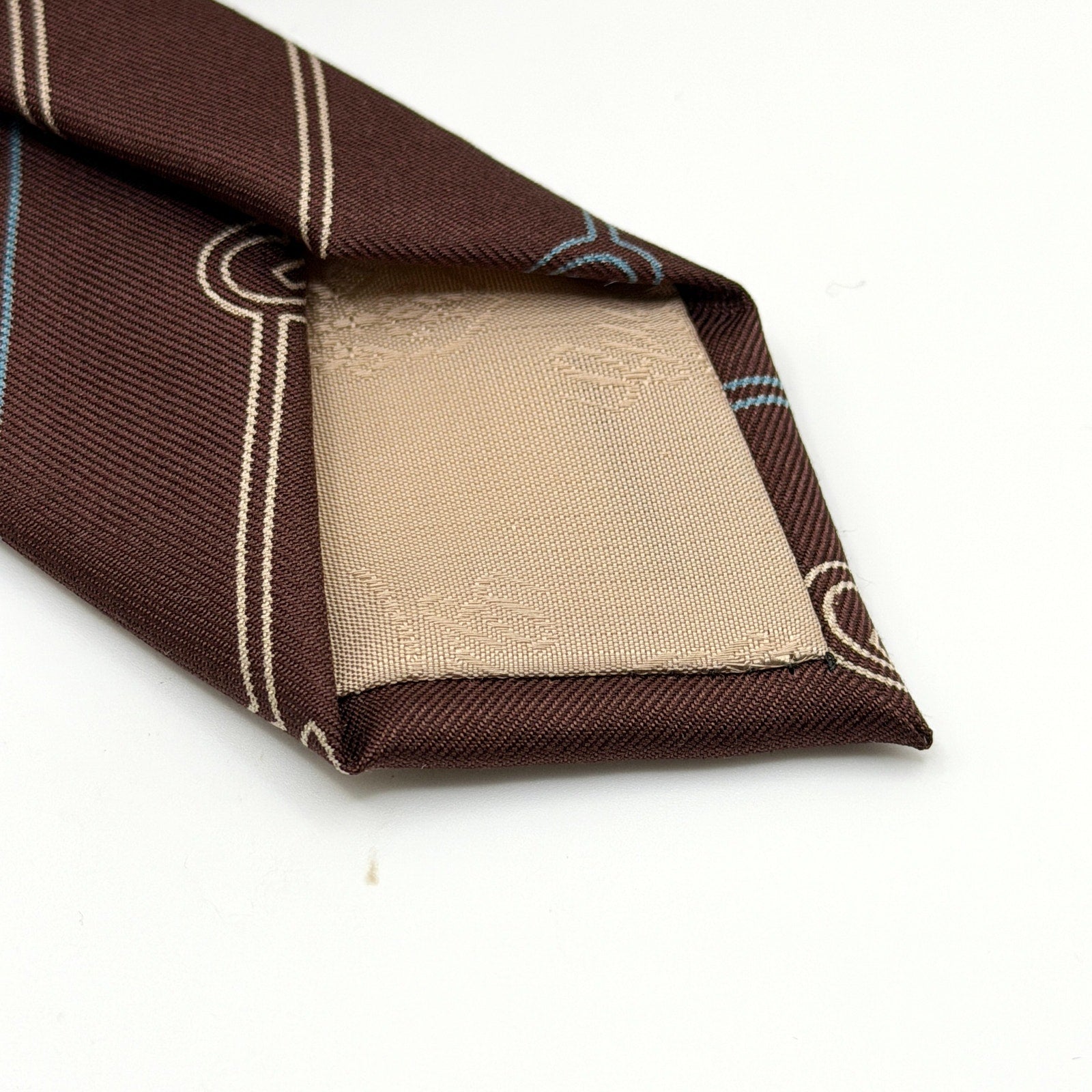 Vintage 80s Gucci Brown Silk GG Chain Link Print Necktie