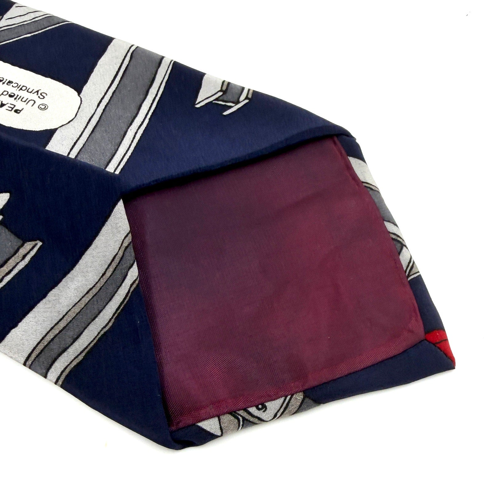 Vintage 90s Peanuts Navy 100% Silk The Sky's The Limit Construction Necktie