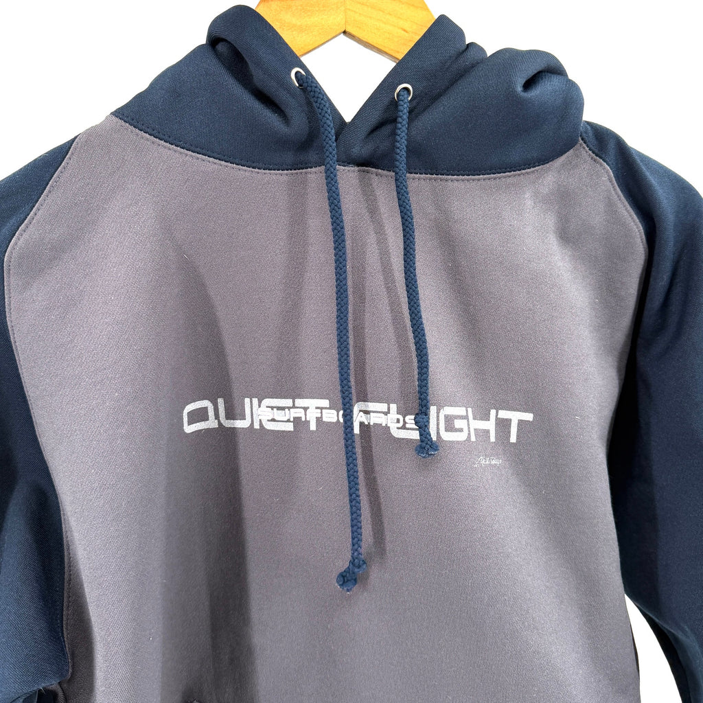 Vintage Y2K Quiet Flight Navy Dark Gray Surfboards Graphic Hoodie