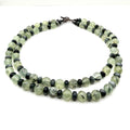 Vintage 90s Green Double Strand Rutilated Prehnite Toggle Necklace
