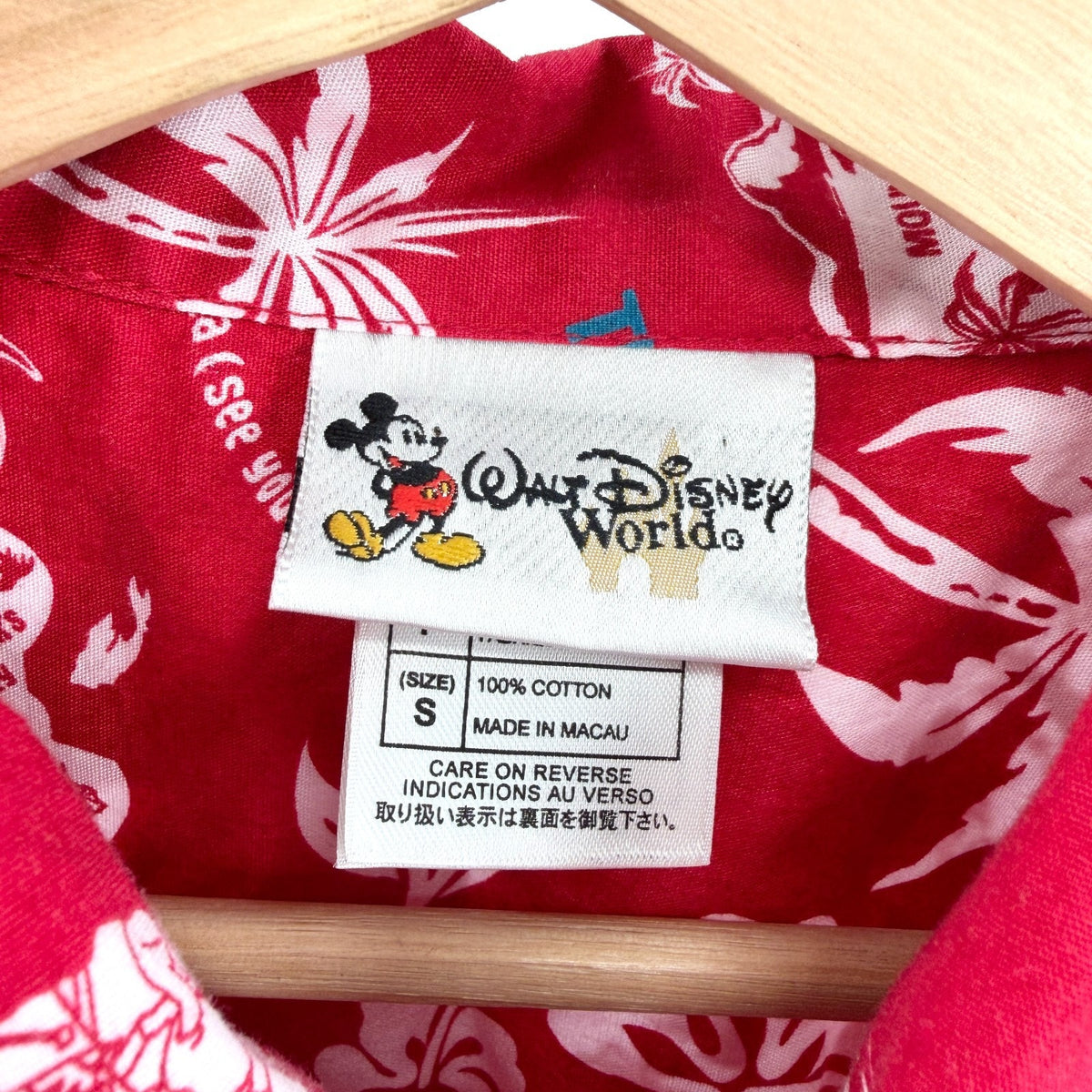 Vintage 90s Walt Disney World Trader Mick's Surf Gear Red Mickey Aloha Shirt