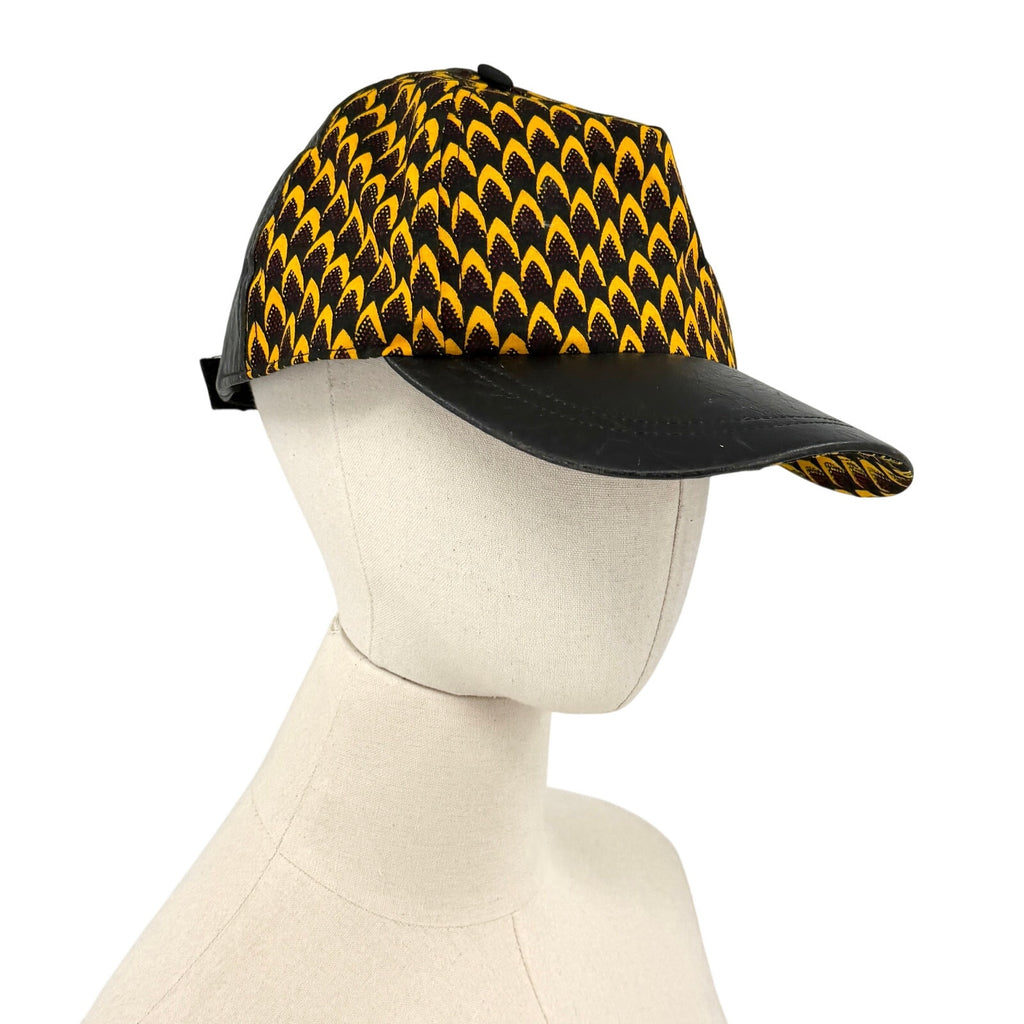 Yellow Black Ankara 100% Cotton Fabric Customized Baseball Cap