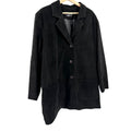 Vintage 90s Margaret Godfrey Black Genuine Suede Notch Lapel Blazer Jacket