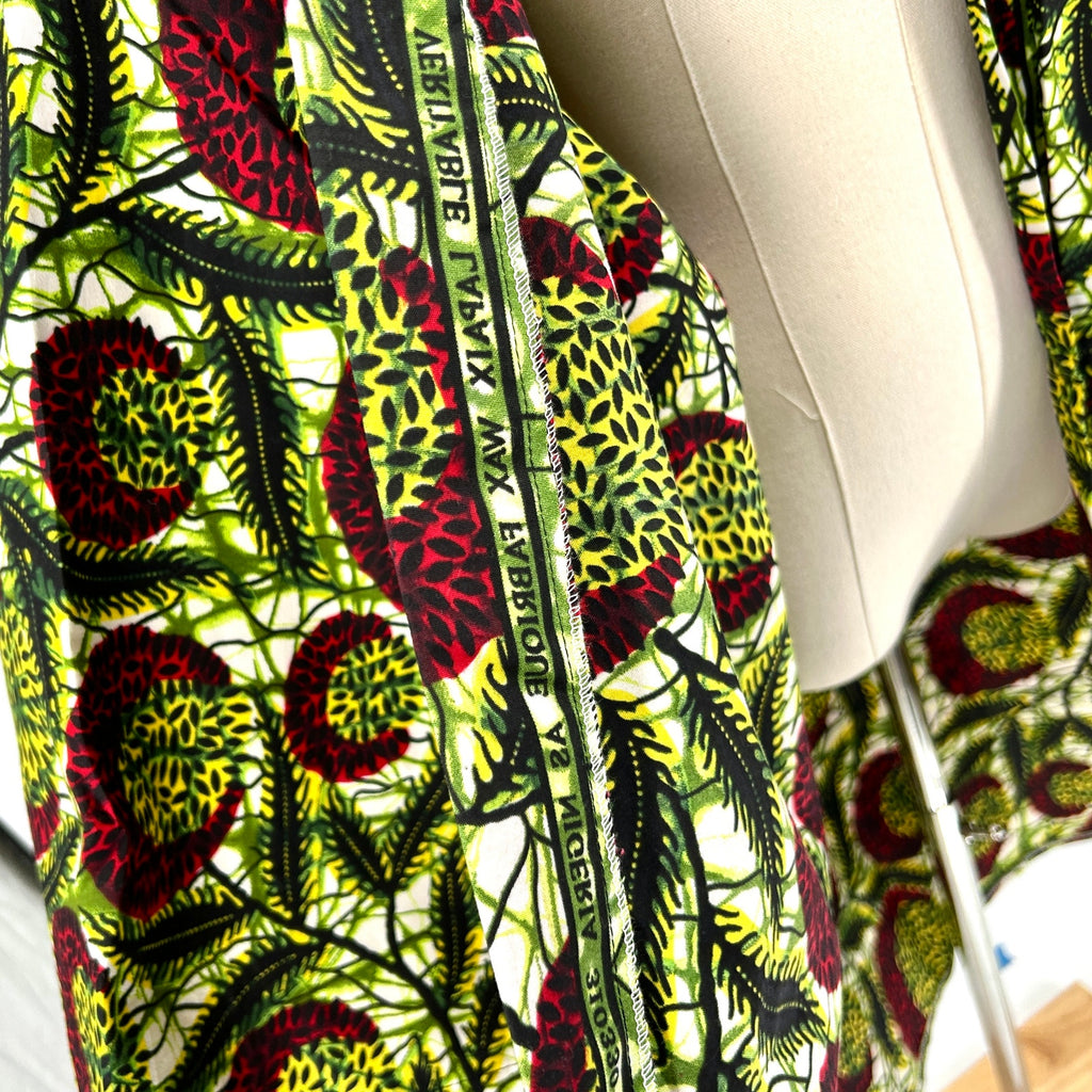 Saul Makaa Zambia Green African Wax Print Cotton Longline Kimono