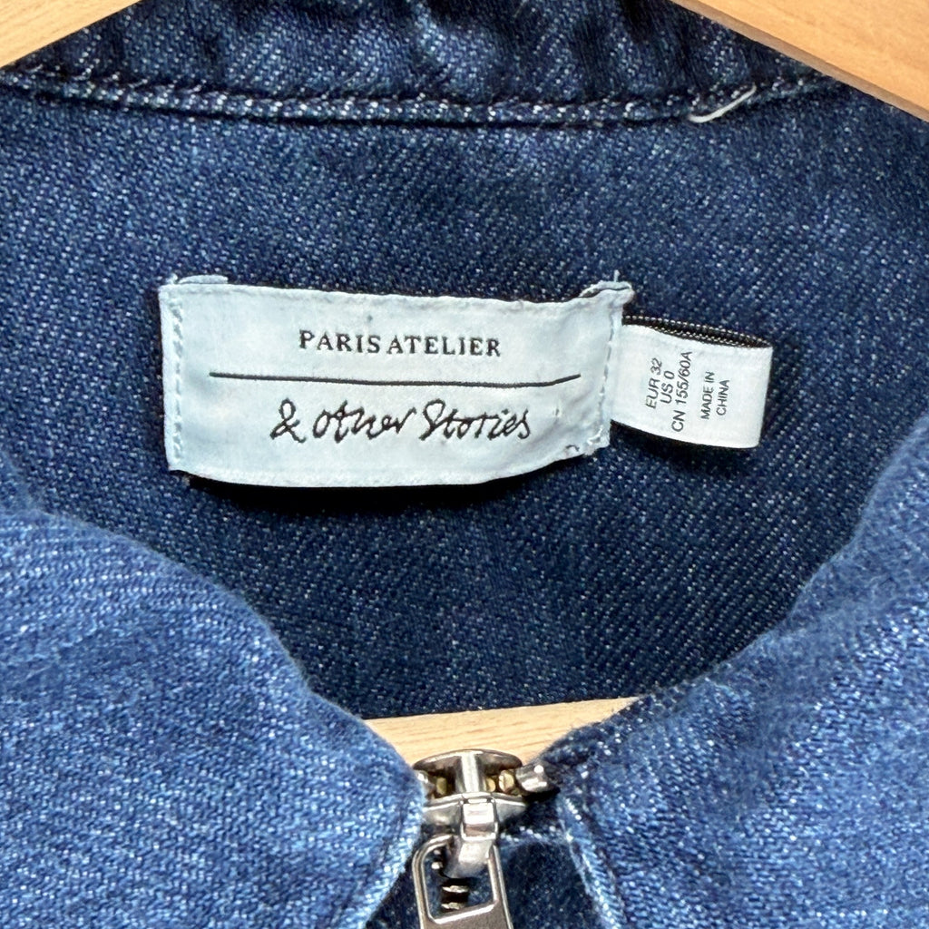 & Other Stories Dark Blue 100% Cotton Utility Tie Waist Boiler Suit