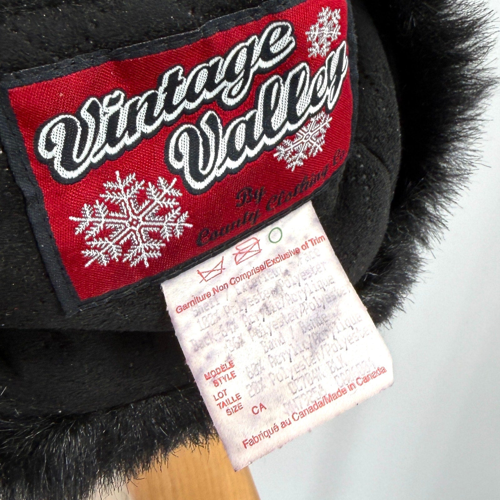 Vintage Y2K Vintage Valley Black Faux Suede Plush Fur Trim Cossack Hat