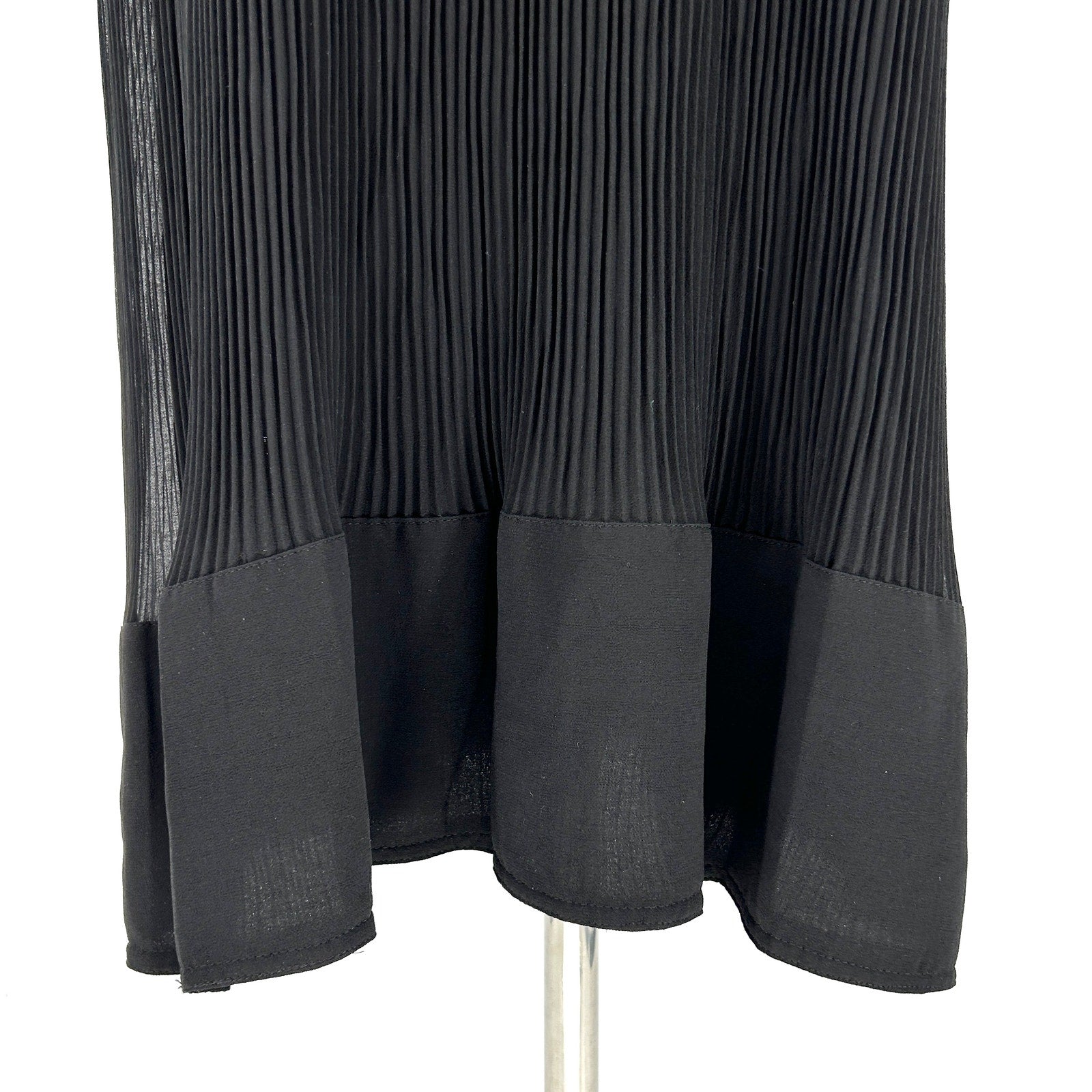 Elie Tahari Black Micro Pleat Sheer Sleeve Maxi Dress