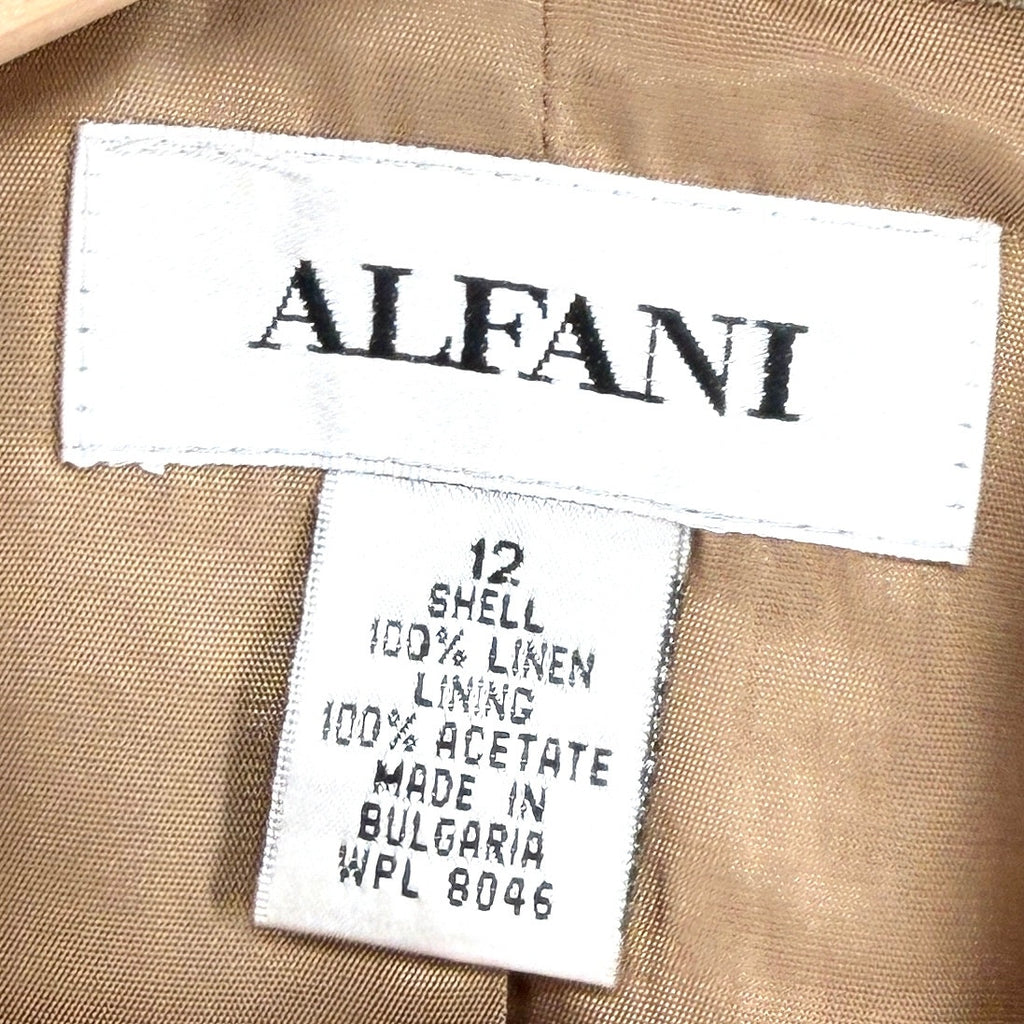 Vintage Y2K Alfani Khaki 100% Linen Fitted Blazer Jacket
