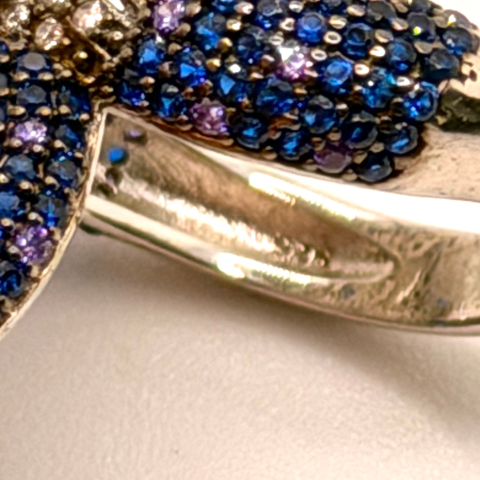 Vintage Y2K Stamped Sterling Silver Multicolored Pave Peacock Statement Ring