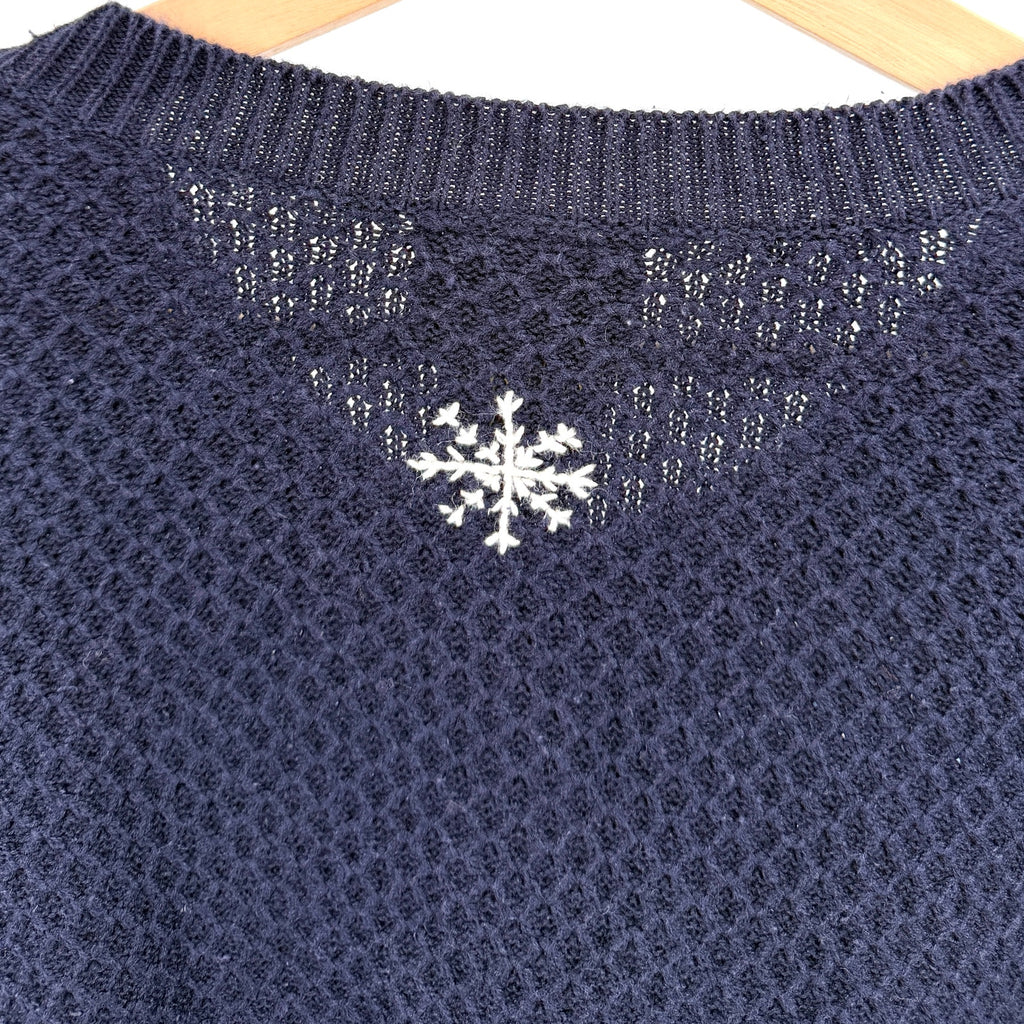 Vintage 90s Northern Reflections Navy Blue Fair Isle Reindeer Cardigan Sweater
