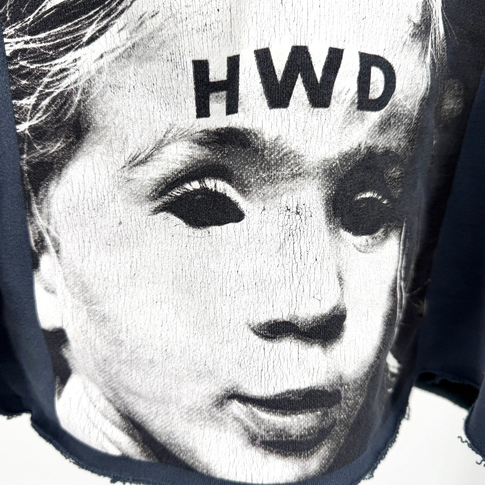 HWD Halfway Dead Indigo Blue Horror Graphic Cropped Sweatshirt