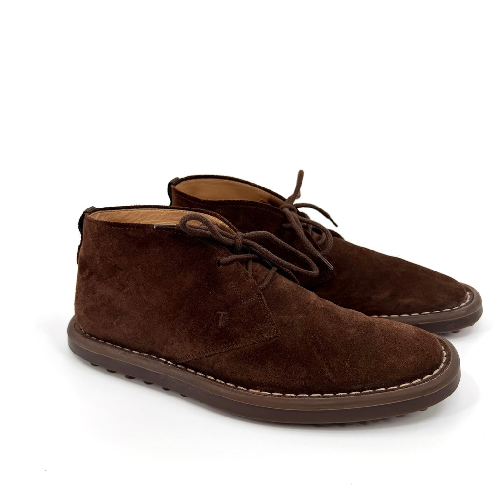 Tod’s Brown Suede Gommino Pebble Sole Chukka Desert Boots
