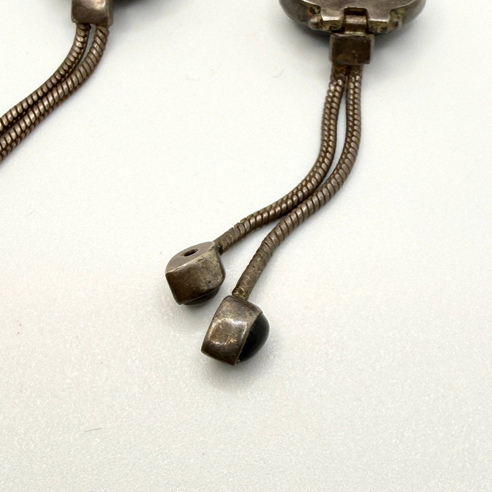 Vintage 80s Onyx Sterling Silver Gothic Tassel Dangle Earrings