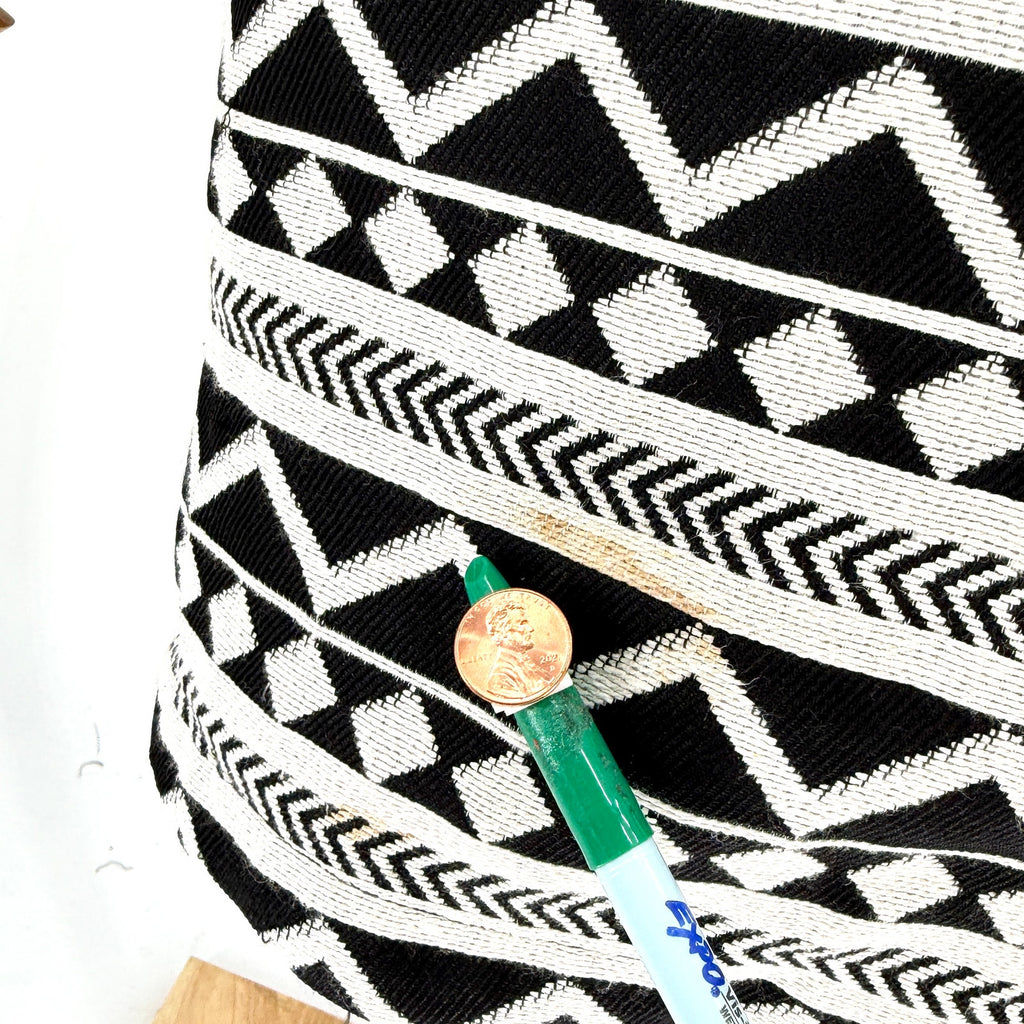 Hope Black White Aztec Tribal Geometric Snap Front Collarless Jacket